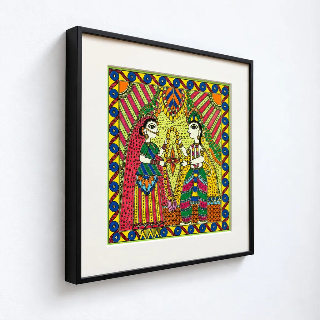 Madhubani Wedding Varmala Painting