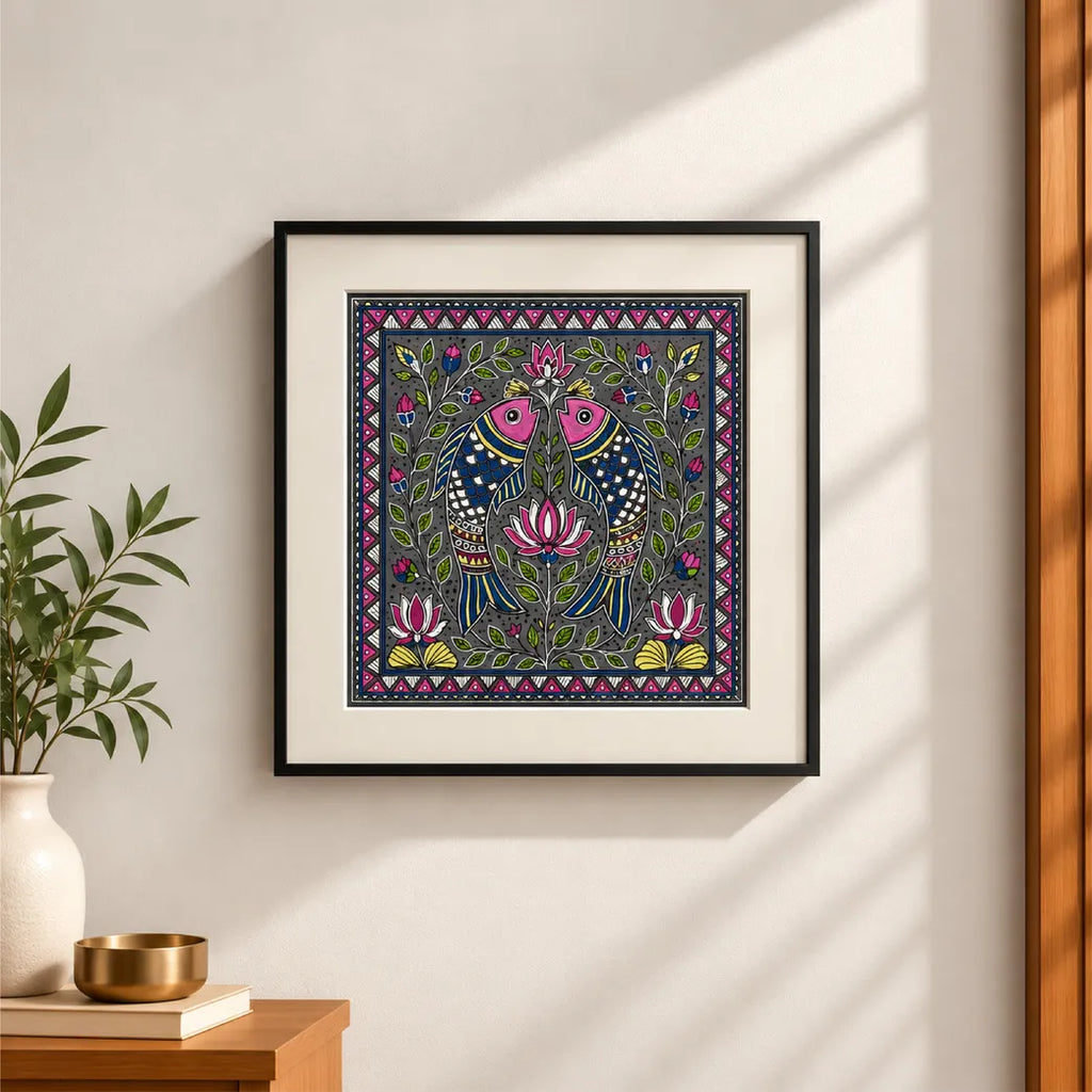 Madhubani Two Women Peacock Painting