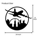 Airplane Skyline Metal Wall Art 24 inch x 21 inch size guide