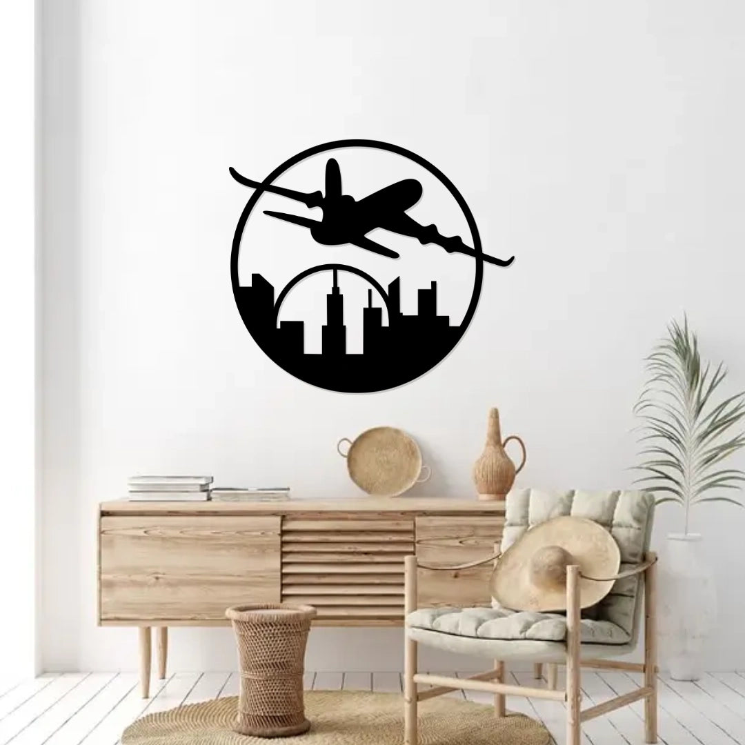 Airplane Skyline Metal Wall Art living room wall decor