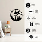 Airplane Skyline Metal Wall Art powder coated finish features