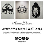 Artrooms metal wall arts brand banner with deer, lotus and Buddha designs