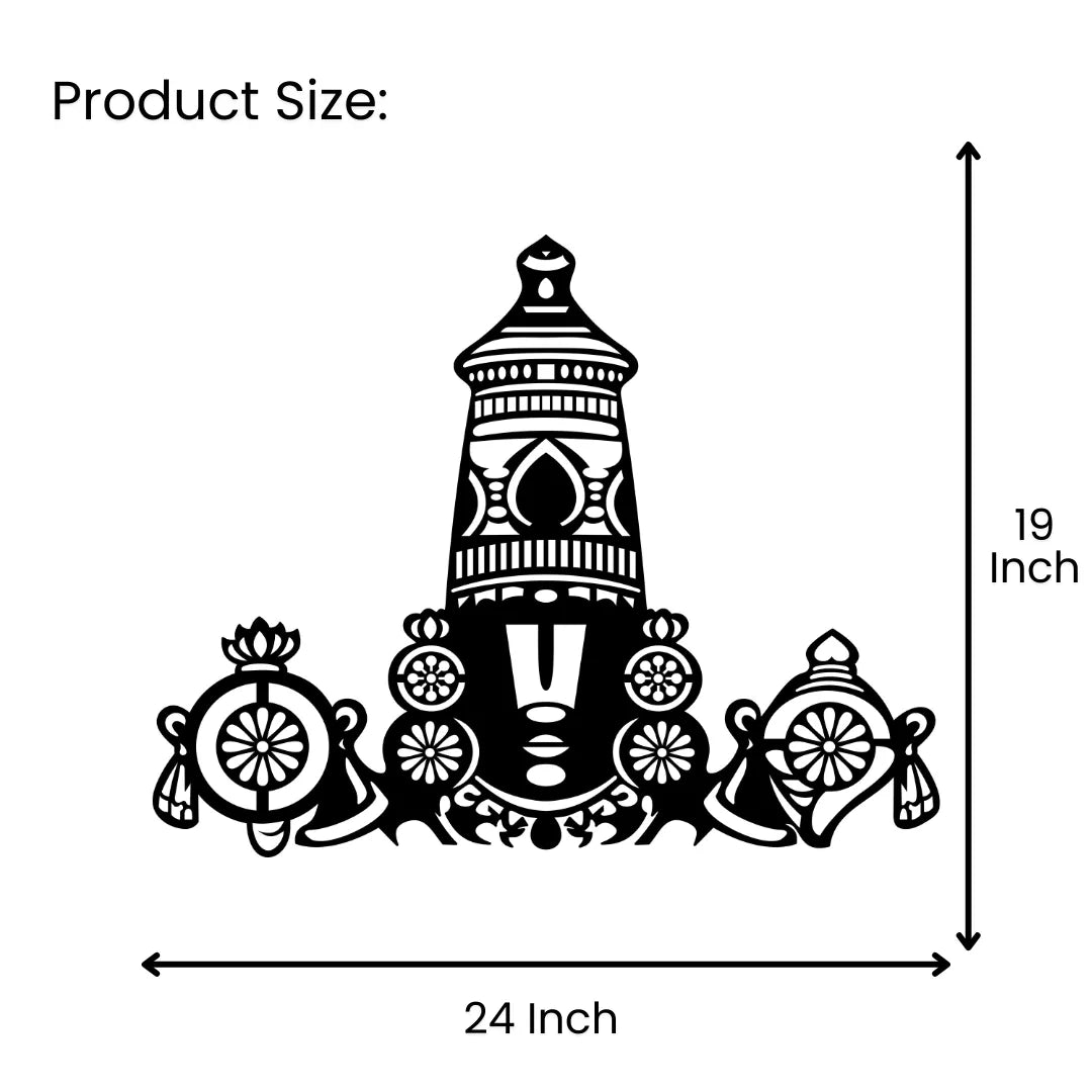 Balaji Tirupati Metal Wall Art 24 inch x 19 inch size guide