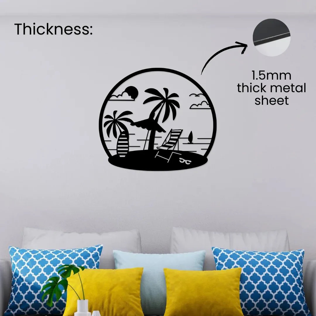 Beach scene metal wall art 1.5mm thick metal