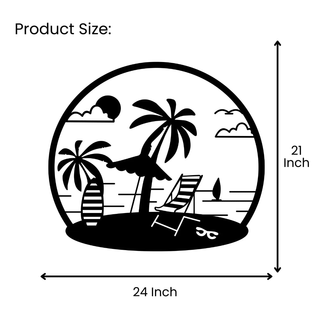 Beach scene metal wall art 24x21 inch size