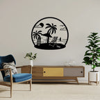 Beach scene metal wall art modern decor