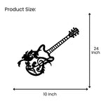 Black guitar metal wall art size guide showing 24 inch height and 10 inch width
