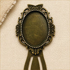 Antique Bronze Oval Bookmark – Vintage Rose & Butterfly Frame