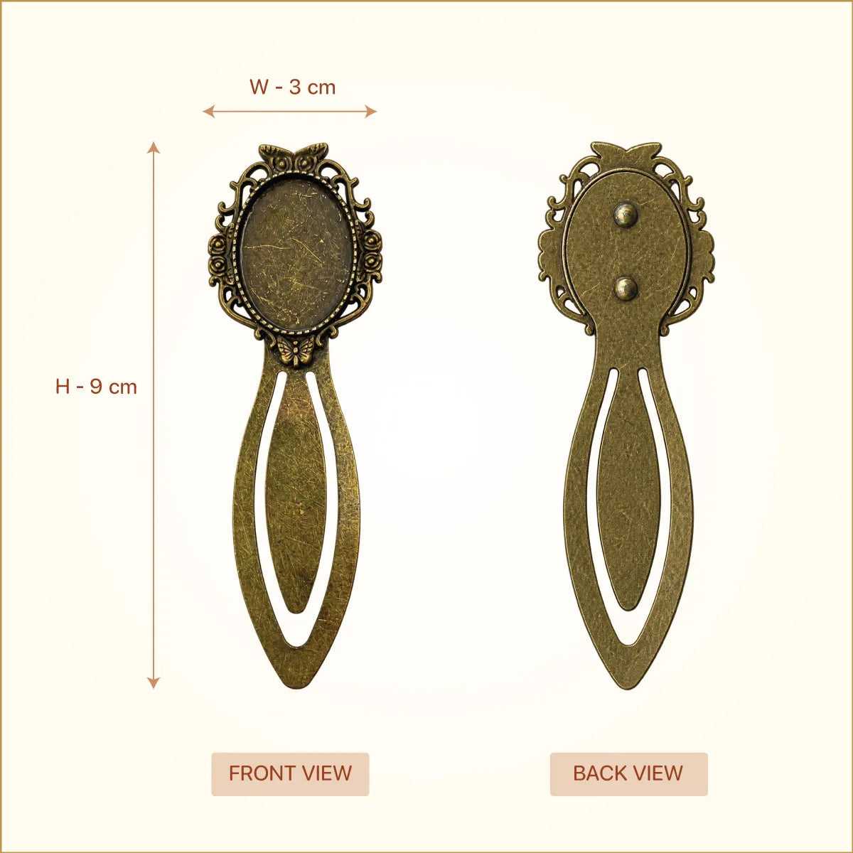 Antique Bronze Oval Bookmark – Vintage Rose & Butterfly Frame