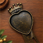Antique Bronze Crown Heart Bookmark – Queen of Hearts Gift