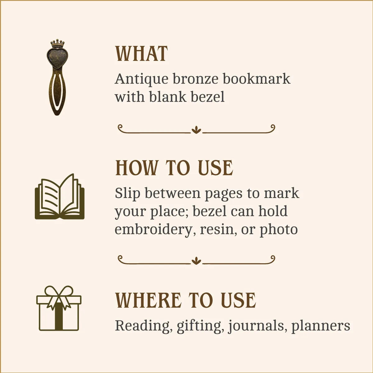 Antique Bronze Crown Heart Bookmark – Queen of Hearts Gift