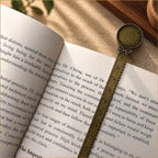 Antique Bronze Round Bookmark with Ruler Stem & Bow Accent