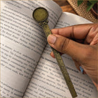 Antique Bronze Round Bookmark with Ruler Stem & Bow Accent