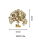 Brass Kalpavriksha Tree of Life idol size chart showing 12 x 11 inches and 1.5 kg weight
