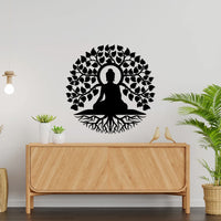 Buddha Metal Wall Art – Bodhi Tree Meditation Spiritual Wall Décor
