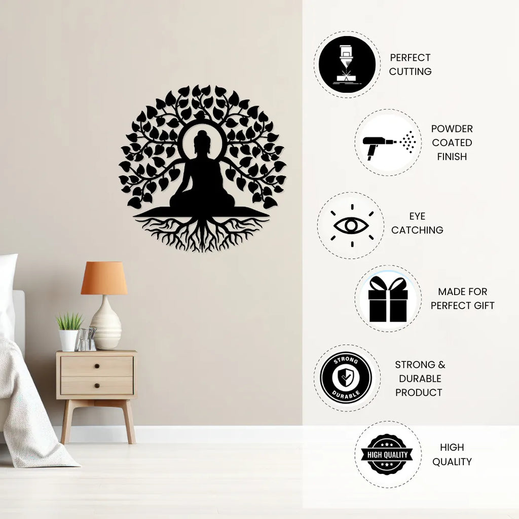 Buddha Tree Metal Wall Art premium powder coated finish
