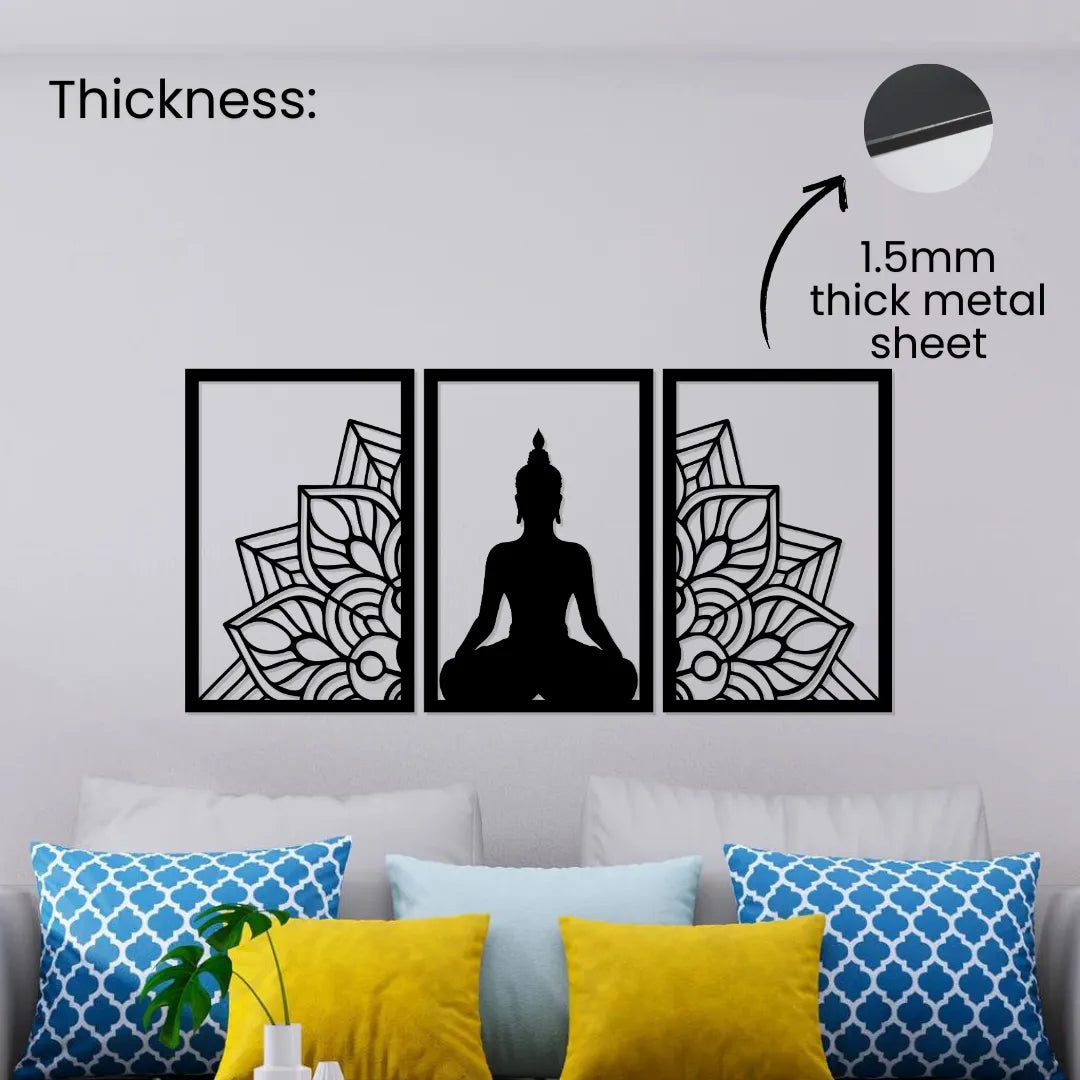 Buddha meditation metal wall art 1.5mm thick metal