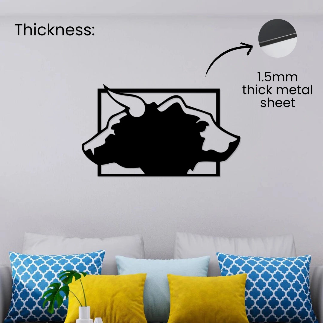 Bull And Bear Metal Wall Art 1.5mm thick metal sheet  