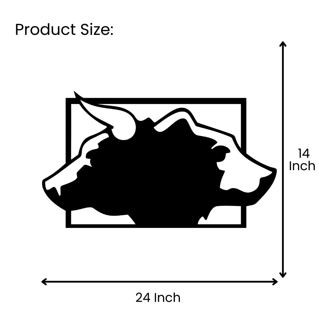 Bull And Bear Metal Wall Art 24 inch x 14 inch size guide  