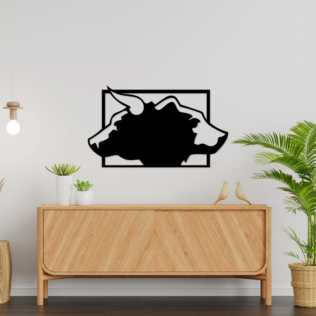 Bull And Bear Metal Wall Art living room wall decor  