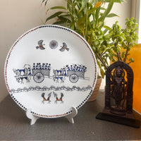 Artrooms Bullock cart Procession Ceramic Hand Painted Warli Art - Wall Decor Plates