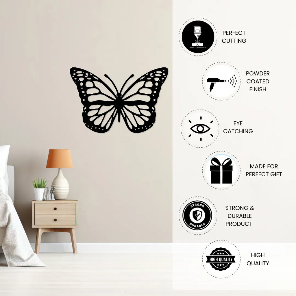 Butterfly metal wall decor features icons perfect cutting powder coated eye catching gift durable high quality