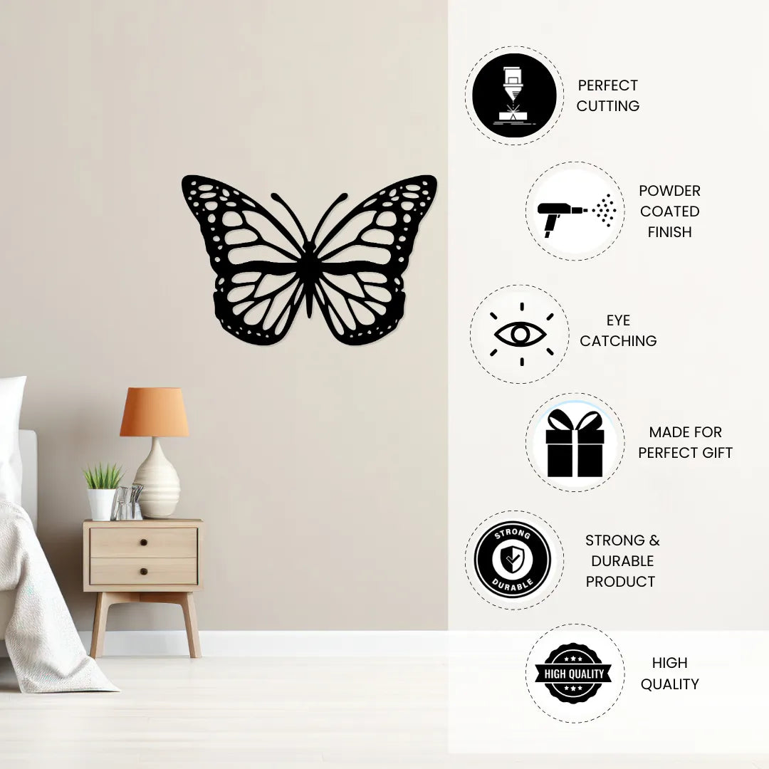 Butterfly metal wall decor features icons perfect cutting powder coated eye catching gift durable high quality