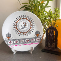 Artrooms Captivating Warli Dance Ceramic Hand Painted Warli Art - Wall Decor Plates