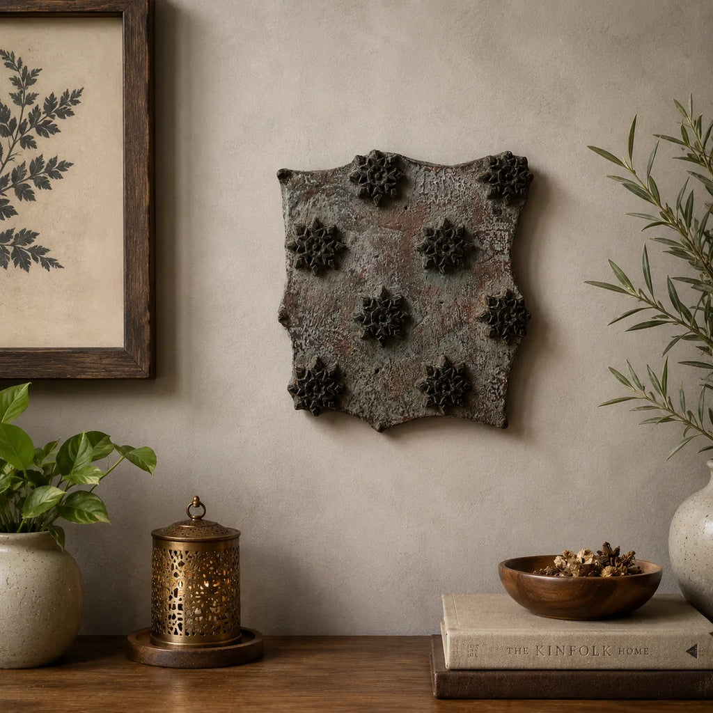 Vintage Hand-Carved Wooden Printing Block – Star Blossom Scatter