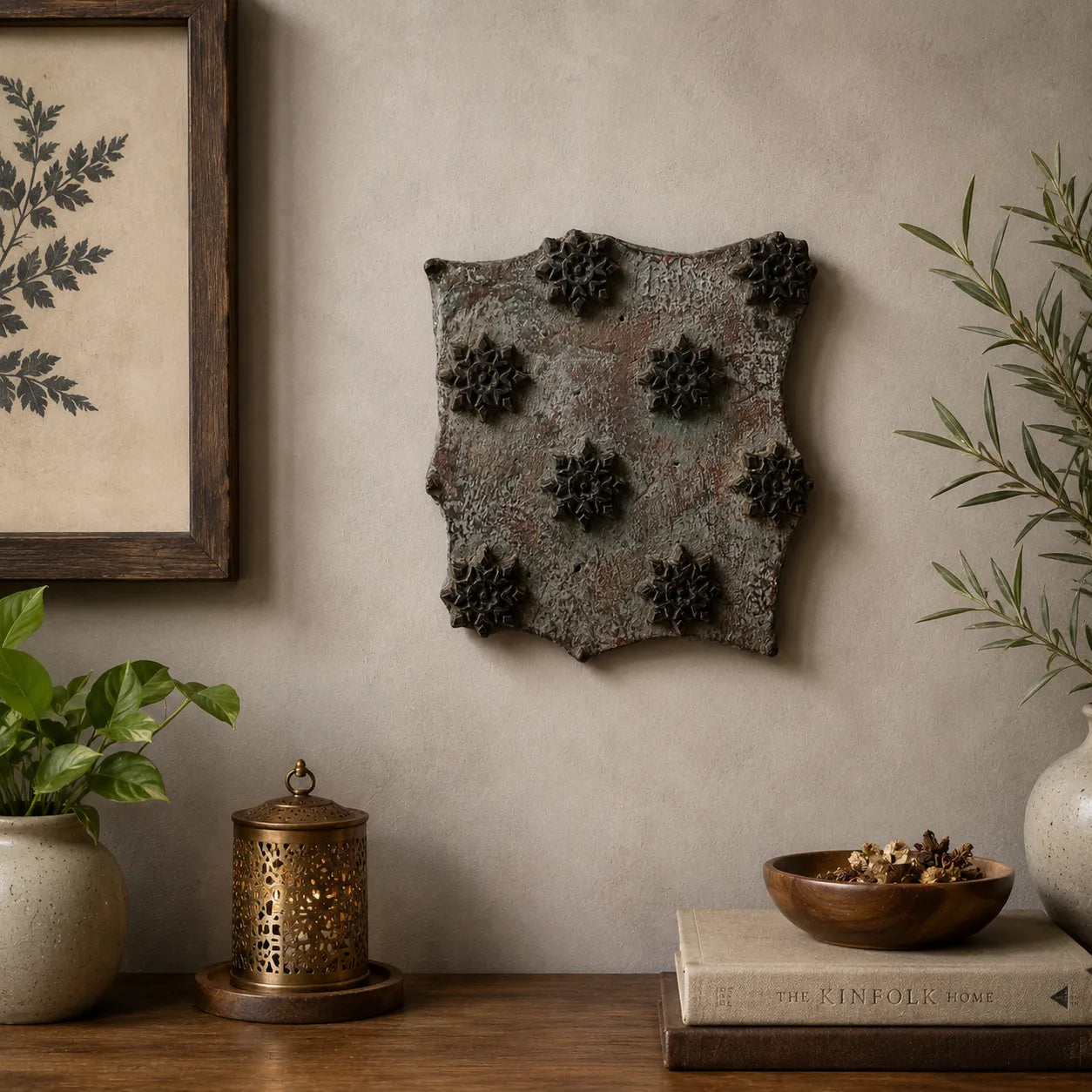 Vintage Hand-Carved Wooden Printing Block – Star Blossom Scatter