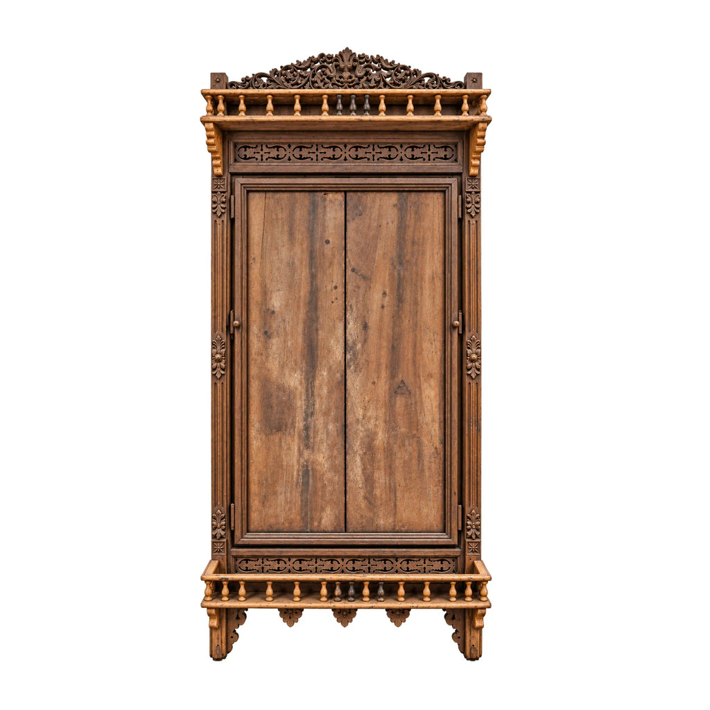 Antique Indian Carved Wooden Architectural Mirror