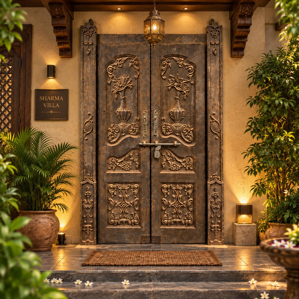 Carved Indo-Colonial Heritage Double Doors