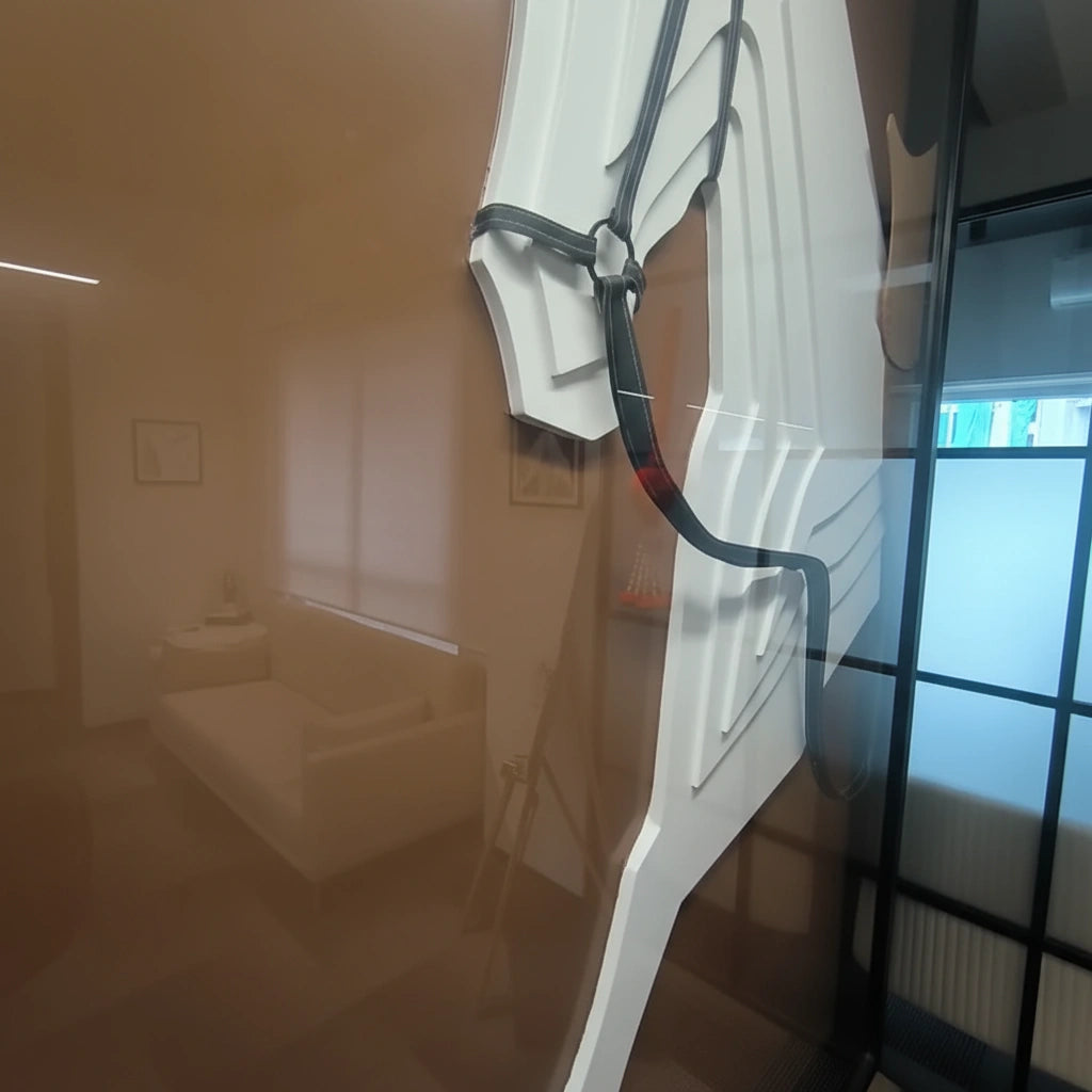 Close-up of Elegant Horse 3D MDF wall art showing layered 3D horse details