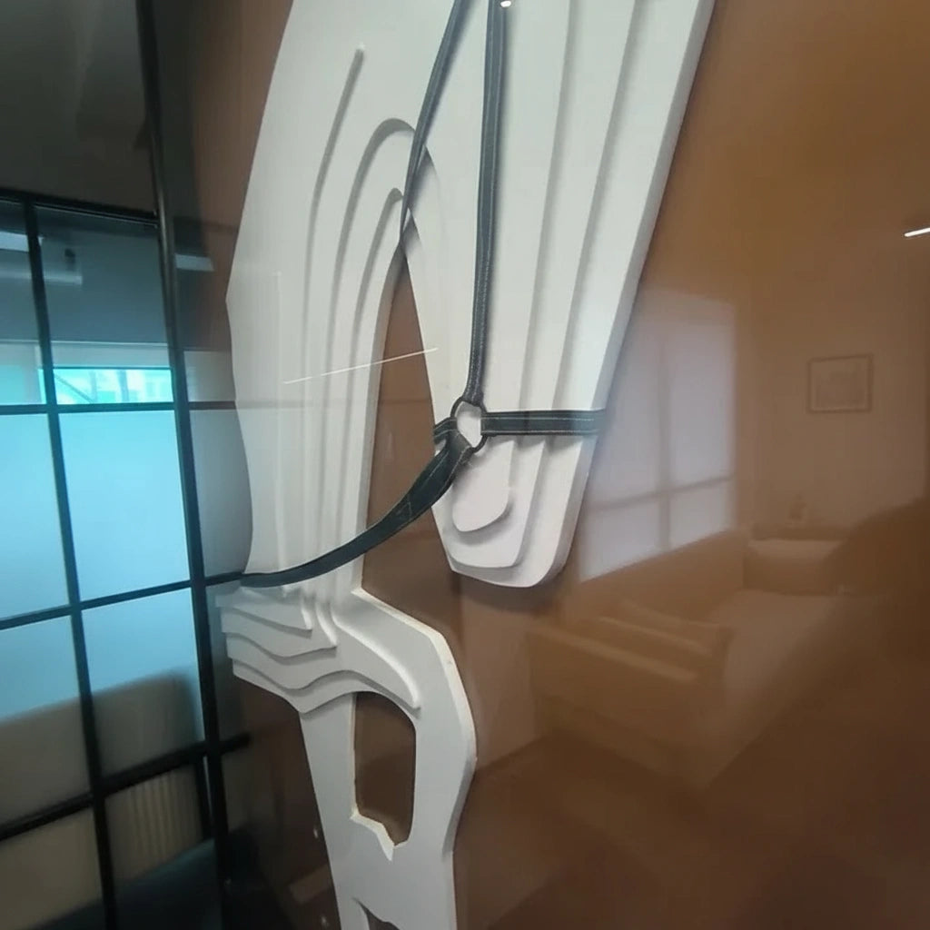 Close-up of Horse 3D MDF wall art showing 3D layered horse and bridle detail