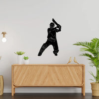 Artrooms Cricket Player Metal Wall Art - Wall Decoration|Wall Hanging (15x24 inch)|Black Matte Finish