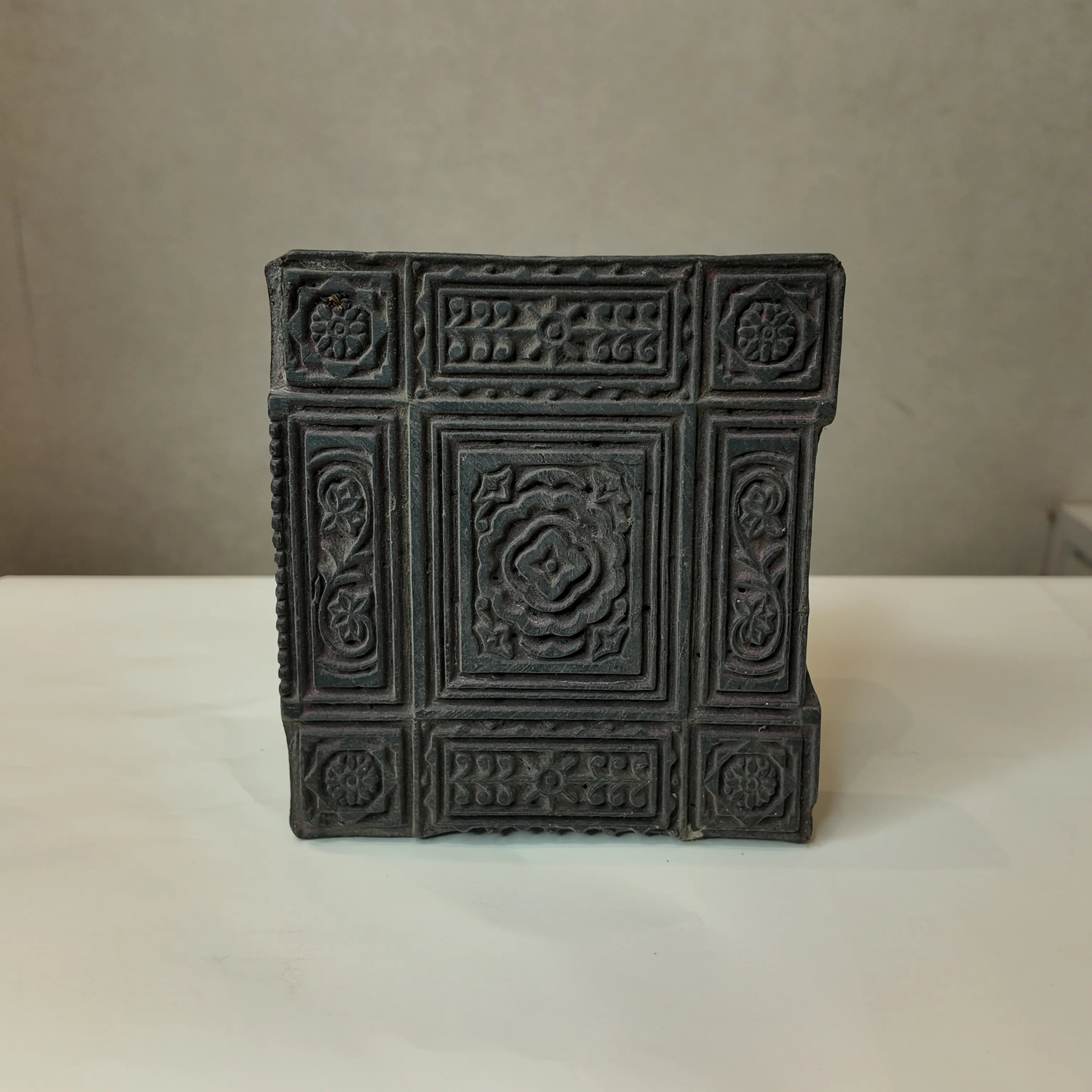 Vintage Hand-Carved Wooden Printing Block – Palace Medallion Panel