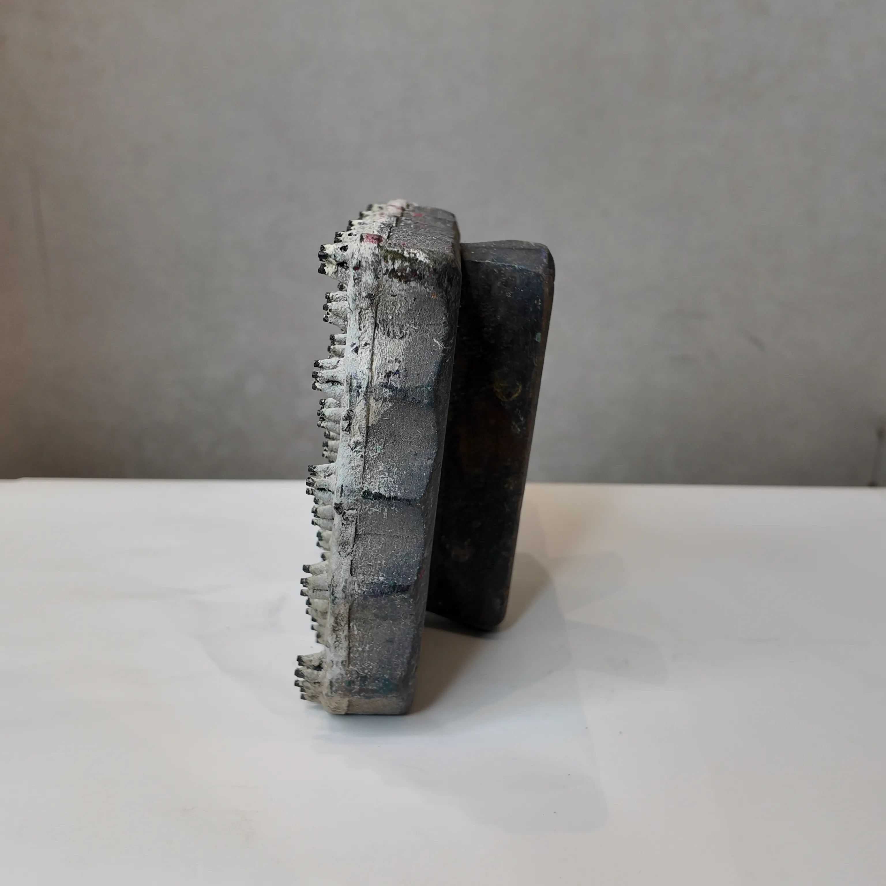 Vintage Hand-Carved Wooden Printing Block – Clustered Bud Texture