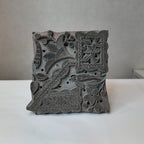 Vintage Hand-Carved Wooden Printing Block – Bird & Floral Panel