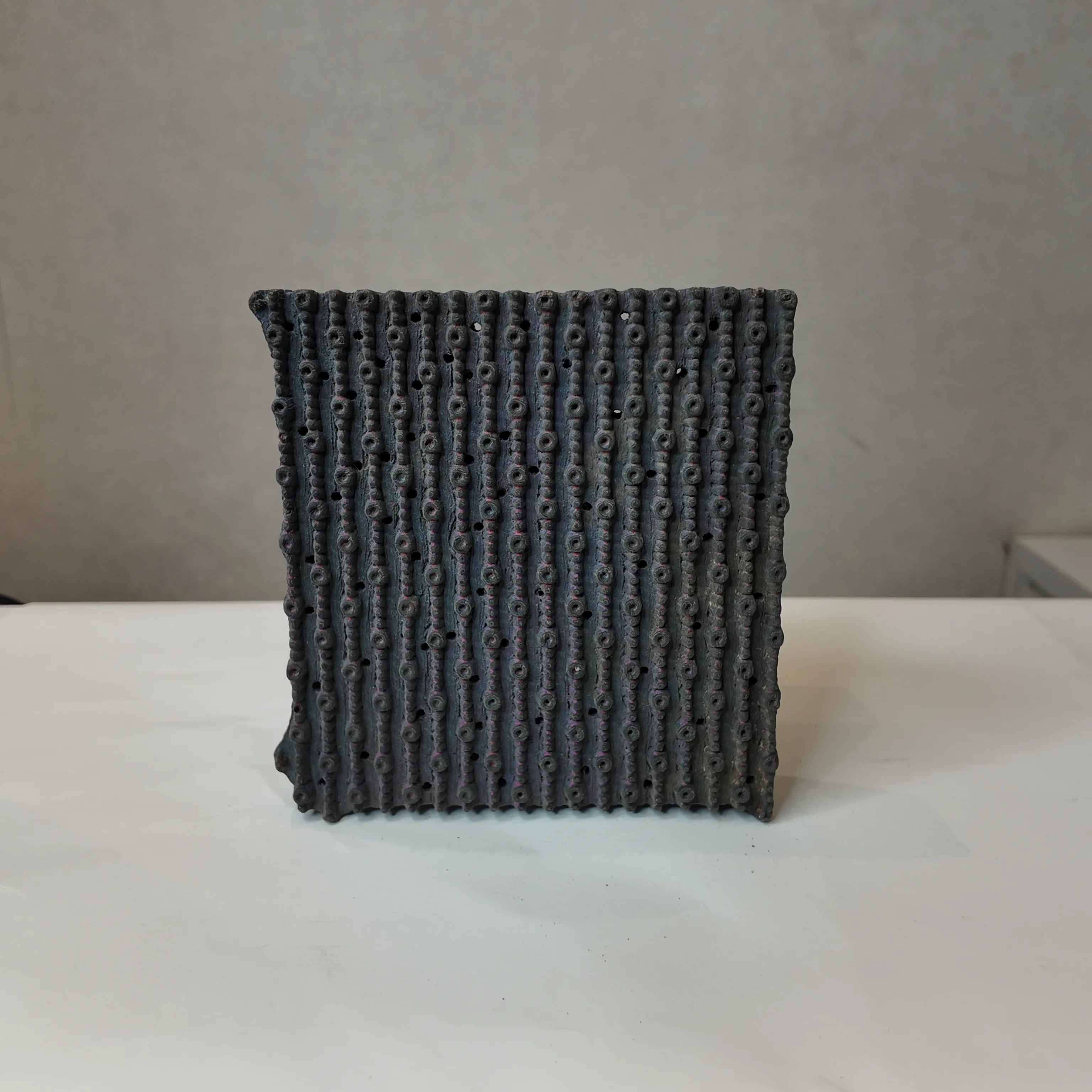Vintage Hand-Carved Wooden Printing Block – Ribbed Bead Column