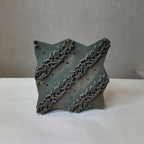Vintage Hand-Carved Wooden Printing Block – Diagonal Floral Stripes
