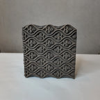 Vintage Hand-Carved Wooden Printing Block – Trefoil Wave Lattice