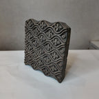 Vintage Hand-Carved Wooden Printing Block – Trefoil Wave Lattice