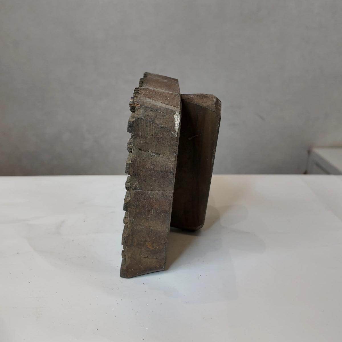 Vintage Hand-Carved Wooden Printing Block – Banded Trefoil Rows
