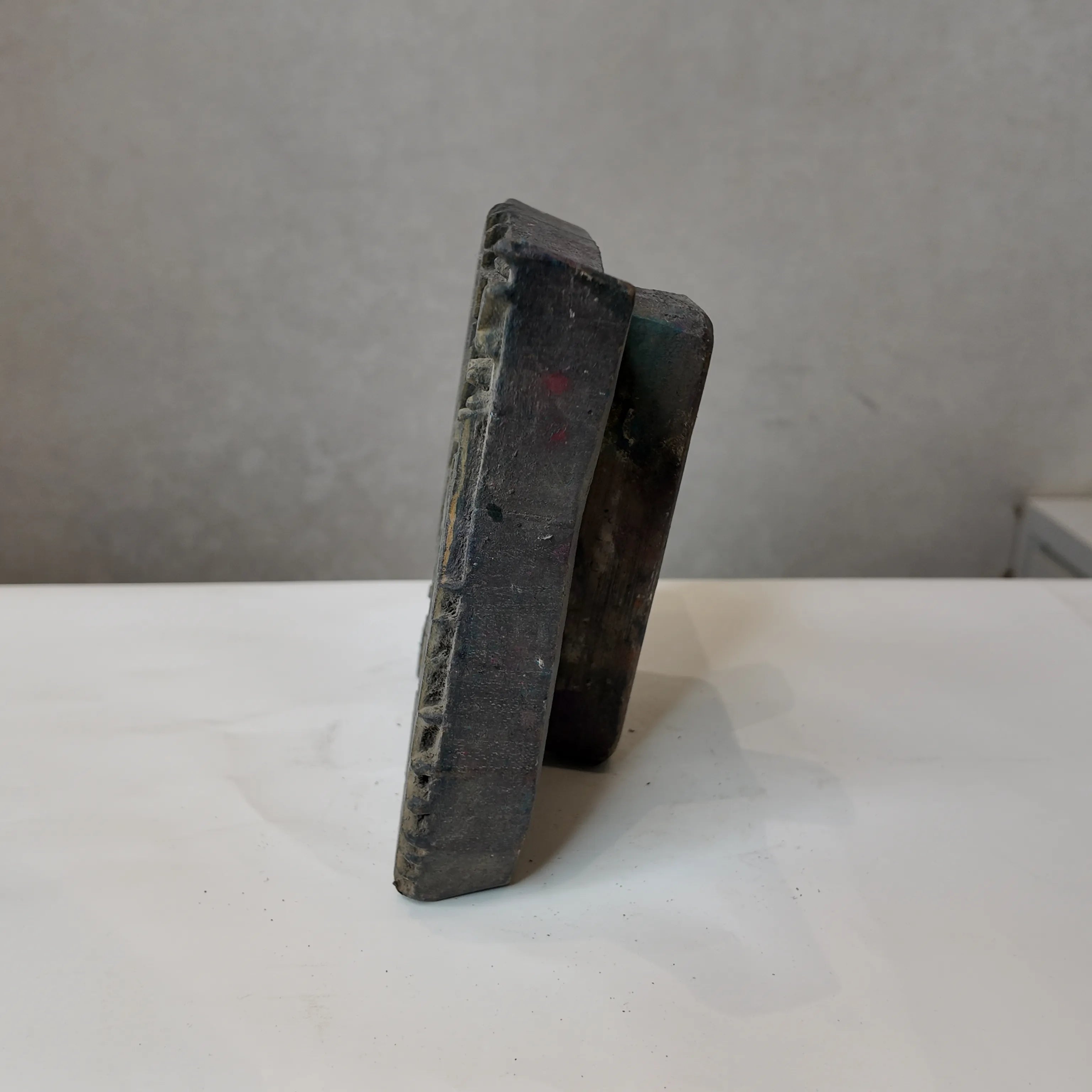 Vintage Hand-Carved Wood Printing Block – Herringbone Leaf