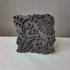 Vintage Wooden Block Print Stamp - Rope Wreath Medallion Carving