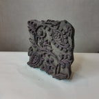 Vintage Wooden Block Print Stamp - Rope Wreath Medallion Carving