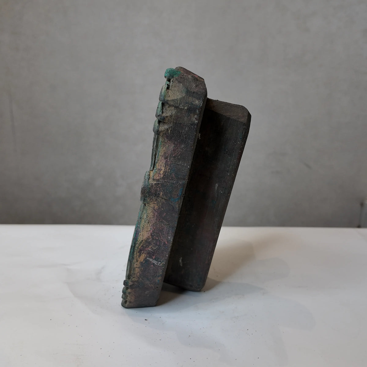 Vintage Hand-Carved Wooden Printing Block – Double S-Curve Paisley Scroll