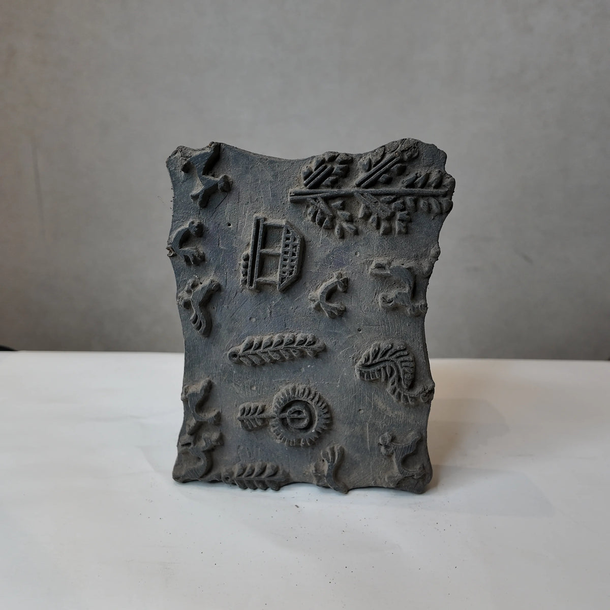 Vintage Hand-Carved Wooden Printing Block – Mixed Motif Sampler