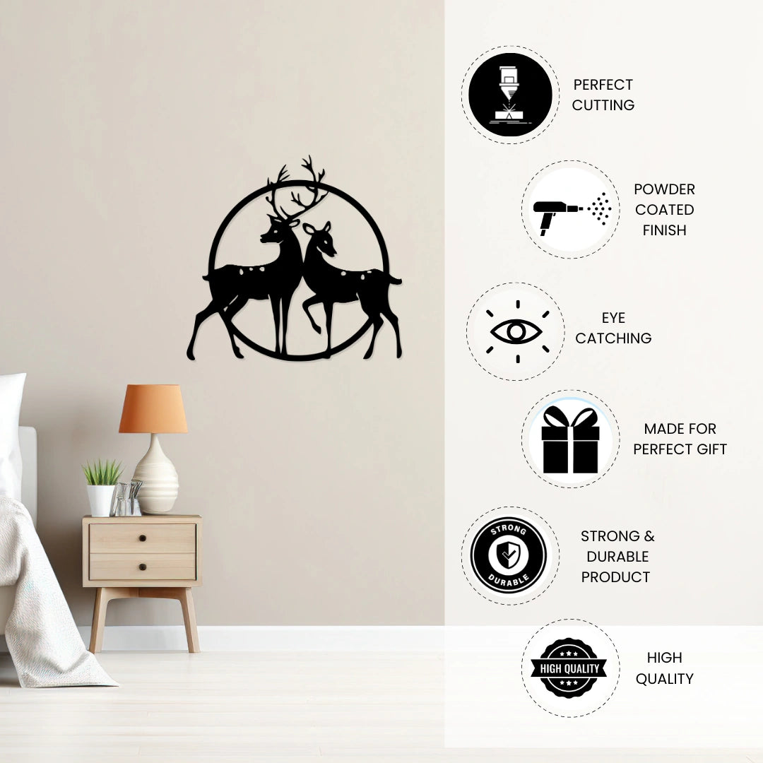 Deer Couple Metal Wall Art powder coated finish features  