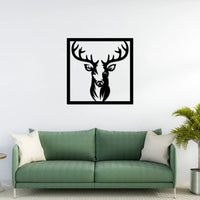 Artrooms Deer Metal Wall Art - Wall Decoration | Wall Hanging (24x24 inch) | Black Matte Finish